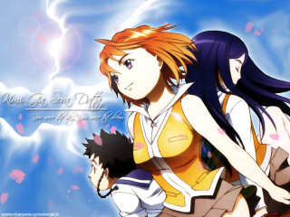 Anime characters blue sky pink - two anime character free wallpaper