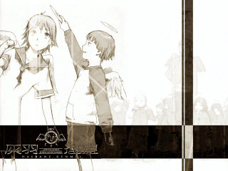 Anime couple angel wings checkered - a crowd of people free wallpaper