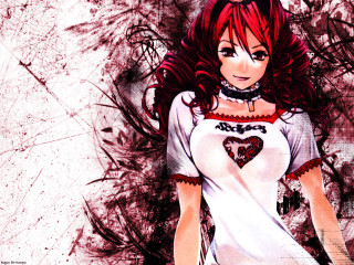 Red haired girl anime winter - grungy free wallpaper