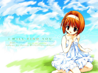 Girl sitting beach dress clouds - the anime free wallpaper
