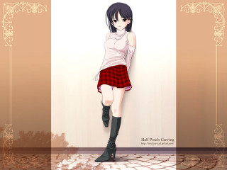 Girl plaid skirt boots wall - a wall free wallpaper