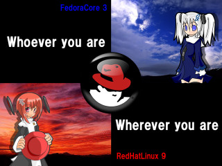 Girl hat caption redhat linux - dark background free wallpaper