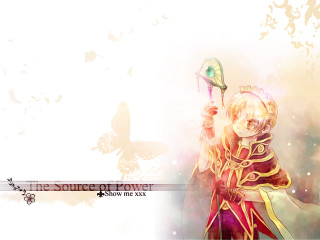 Man red gold outfit butterfly - his hand free wallpaper