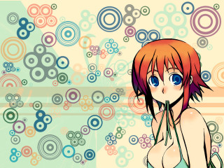 Red haired woman blue eyes 4 - circle free wallpaper