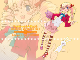 Cartoon character flying rabbit cat - her hand and a cat free wallpaper