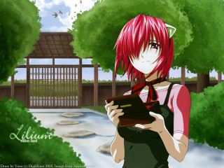Red haired girl tablet park - purism free wallpaper