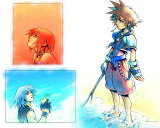 Anime couple blue orange netart - orange free wallpaper