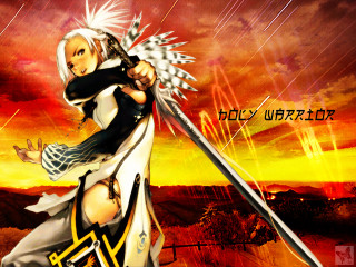 Gothic sunset flaming sword woman - inspired free wallpaper
