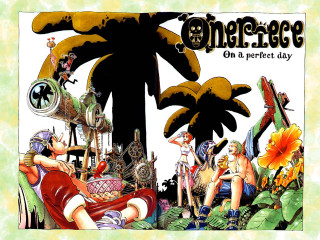 Cartoon group palm tree clock - eiichiro oda free wallpaper