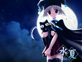 Witch girl hugging man fullmoon - promotional image free wallpaper