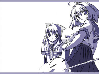Anime girls cat schooluniform bow - long hair and a cat free wallpaper
