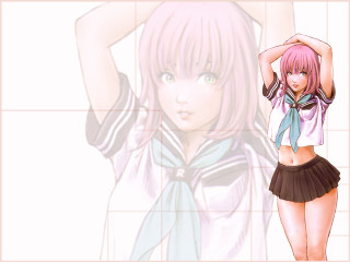 Pink haired girl school uniform 3 - a wall free wallpaper
