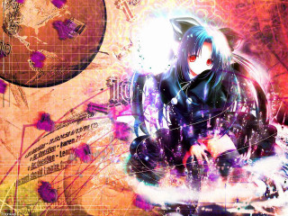 Anime cat hologram cityscape elf - a anime character free wallpaper