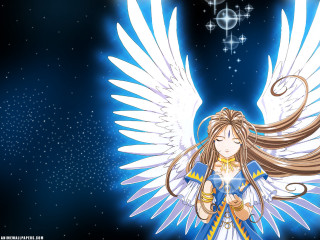 Angel star sky wings moon - a blue sky free wallpaper