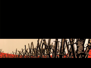 Red sky fence clock blackwhite - ashley wood free wallpaper