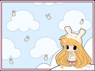 Blonde girl bunny ears sky - a sky free wallpaper