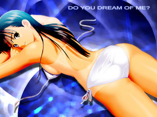 Woman bikini bed blue background - a white bikini free wallpaper