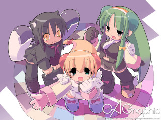 Anime girls purple background cat 2 - a group of anime girls free wallpaper