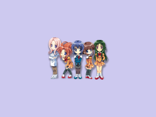 Anime girls purple background blue - pixel art free wallpaper for desktop