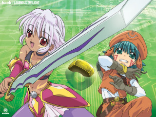 Anime sword women green circuit - concept art free wallpaper