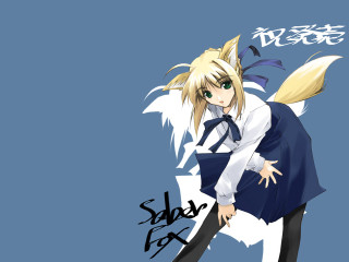 Blonde anime fox ears saber - black shoe free wallpaper