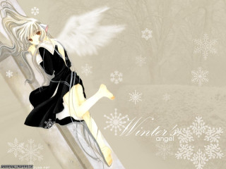 Angelic gothic anime snowflake bench - a white angel free wallpaper