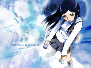 Girl flying white shirt black - her head free wallpaper
