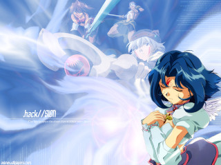 Anime girl blue hair angel 2 - serial art free wallpaper