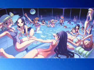 Pool girls beachball bikinis starry - a pool free wallpaper