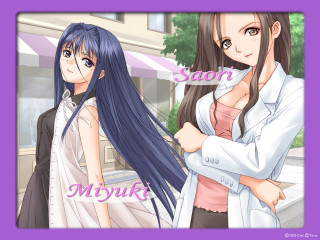 Ai mitsu 2girls purple background - serial art free wallpaper