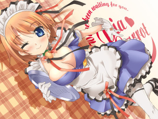 Maid bow heart bed blue - a heart free wallpaper for desktop