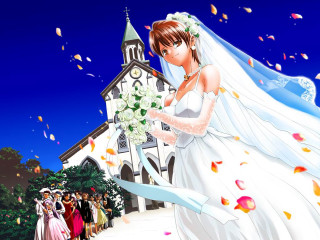 Bride groom church confetti bouquet 2 - a church free wallpaper