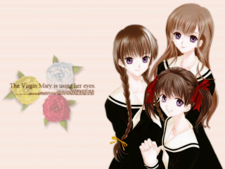 Anime girls blue eyes bows - a red bow free wallpaper
