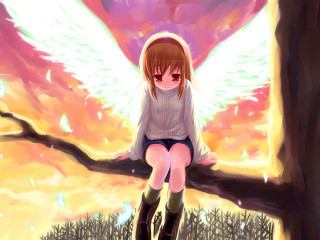 Girl angel wings tree pink - an angel free wallpaper