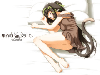 Aya goda cat girl lying - a woman in a dress free wallpaper