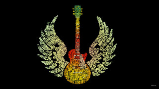 Guitar wings colorful words black - different free wallpaper