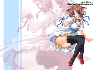 Anime girl cat ears dress - furry free wallpaper