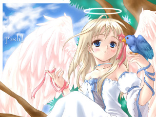Girl bluebird tree sky wings - a blue bird free wallpaper