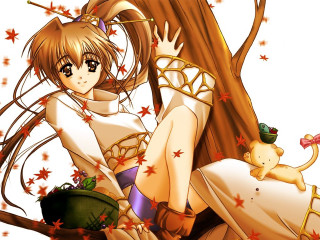 Alice costume tree branch cat - a manga drawing free wallpaper for desktop