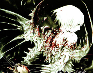 Demonic bloodied creature knife biopunk - biopunk free wallpaper