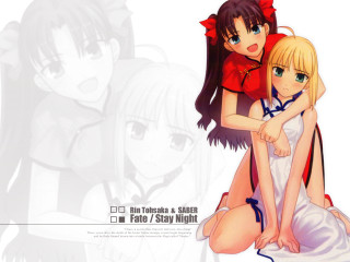 Anime girls red bow sitting - ufotable free wallpaper