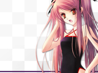 Pink hair girl black dress - a white background free wallpaper