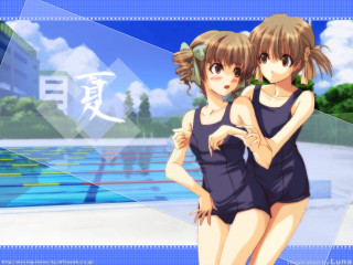 Anime girls blue sky pool - hint of yayoi kasuma free wallpaper