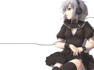 Gothic anime woman white background - a white wall behind her free wallpaper