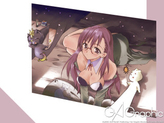 Woman long hair cat lap 3 - her chest free wallpaper