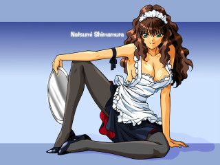 Natural shiranura woman sitting maid - above her free wallpaper