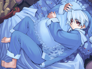 White hair blue outfit bed - a blue outfit free wallpaper