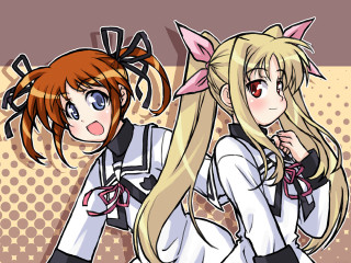Blonde catgirls manga halftone school - a cat ear free wallpaper