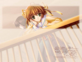 Girl long hair yellow coat - a balcony free wallpaper
