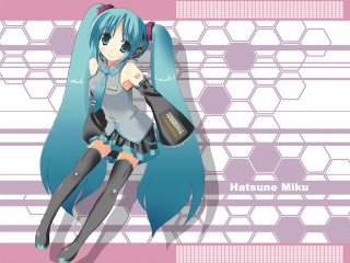 Anime girl blue hair microphone - anime visual free wallpaper